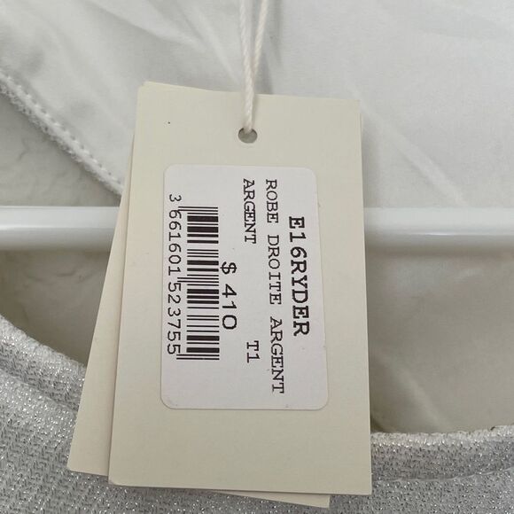 New Maje sleeveless dress Ivory/ Shimmer Mini side zipper Dress Small S 1 - Picture 4 of 8